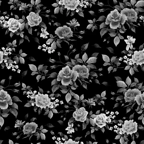 Rosas patrón monocromo — Foto de Stock