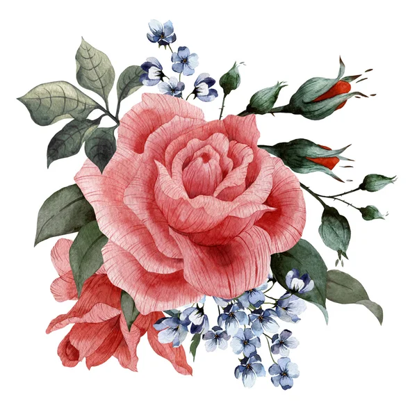 Ramo de rosas de acuarela — Foto de Stock