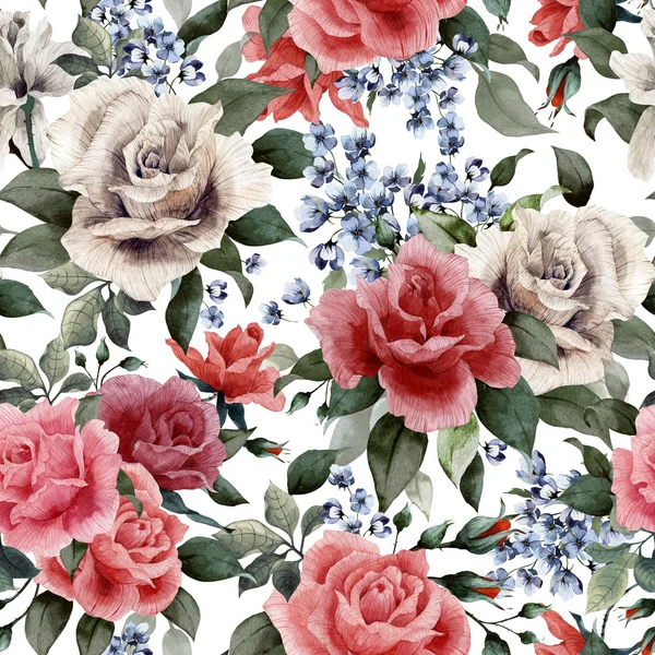 Blumenmuster mit Rosen — Stockfoto