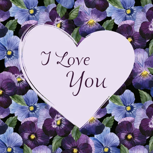 Pansy Valentine's Day card — Stock Photo, Image