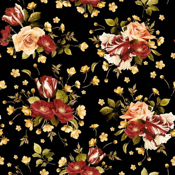 Λουλουδάτο μοτίβο με τριαντάφυλλα — Φωτογραφία Αρχείου