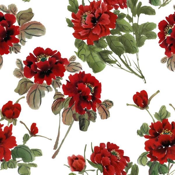 Nahtloses Blumenmuster mit Pfingstrosen — Stockfoto