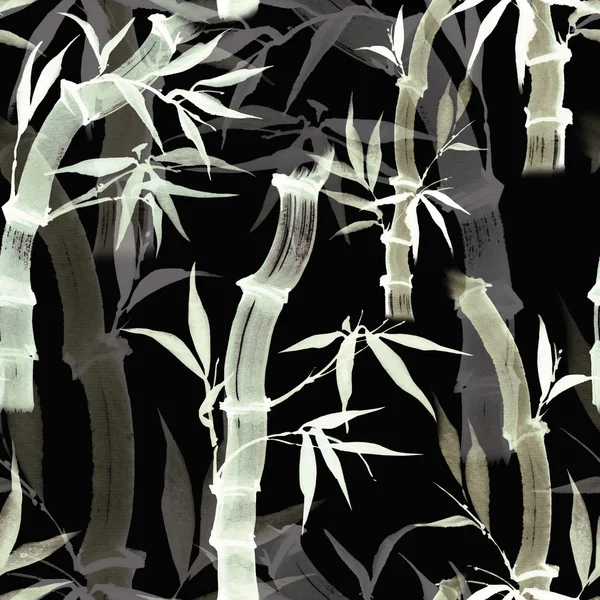 Nahtloses Blumenmuster mit Bambus — Stockfoto