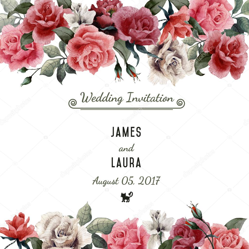 Watercolor Greeting card with roses