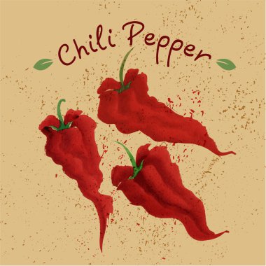 Suluboya chili biber el çekilmiş