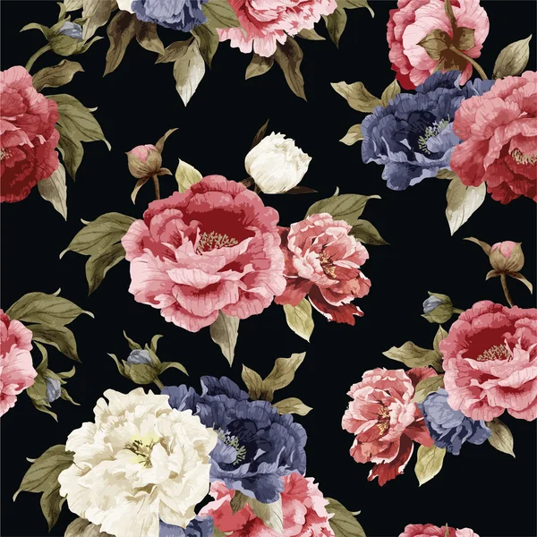 Motif floral avec pivoine — Image vectorielle