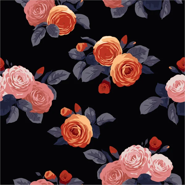 与玫瑰花卉图案 — 图库矢量图片