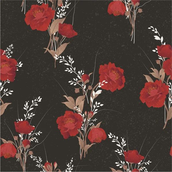 Patrón floral con rosas rojas — Archivo Imágenes Vectoriales