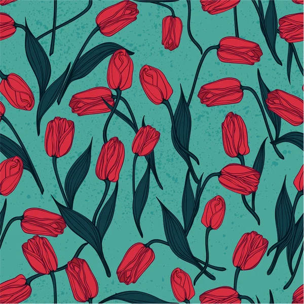 Modello floreale con tulipani — Vettoriale Stock