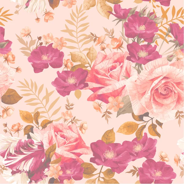 Motif floral avec roses — Image vectorielle