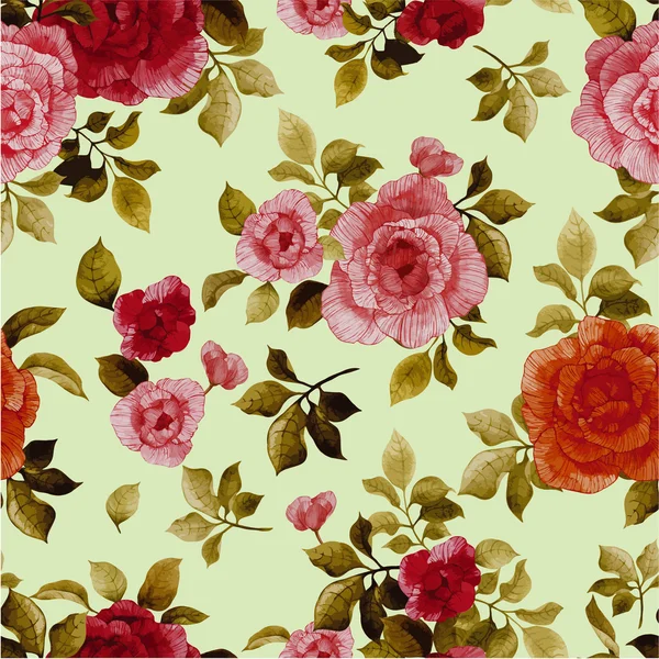 Λουλουδάτο μοτίβο με τριαντάφυλλα — Διανυσματικό Αρχείο