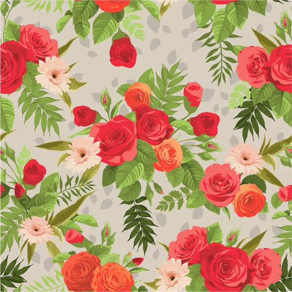 Motif floral avec roses — Image vectorielle