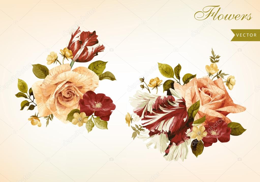 Set of bouquets of roses
