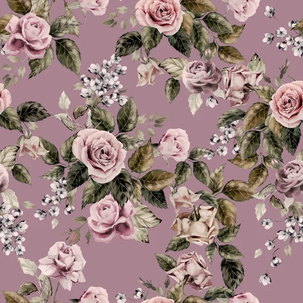 Seamless floral pattern with roses — Stock Photo, Image