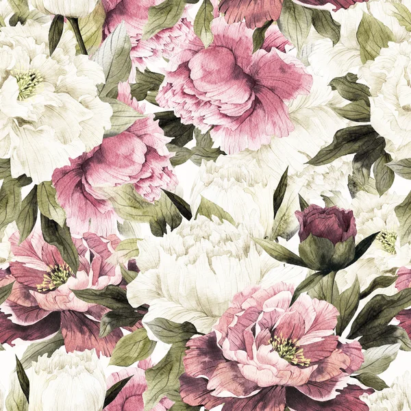 Seamless floral pattern with peonies — Stock Photo, Image