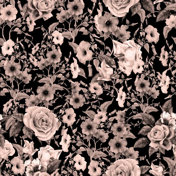 Akvarell convolvulus és a rózsa minta — Stock Fotó