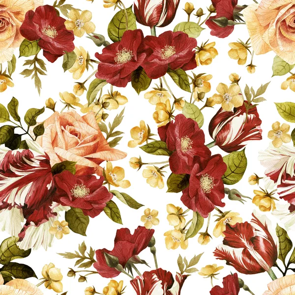 Λουλουδάτο μοτίβο με τριαντάφυλλα — Φωτογραφία Αρχείου