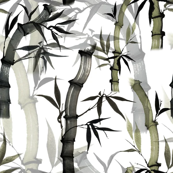 Бесшовный цветочный узор с бамбуком — стоковое фото
