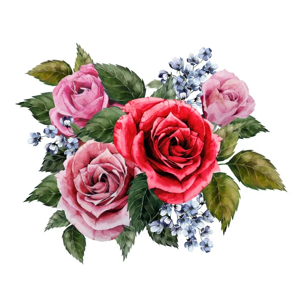 Aquarell Strauß Rosen — Stockfoto