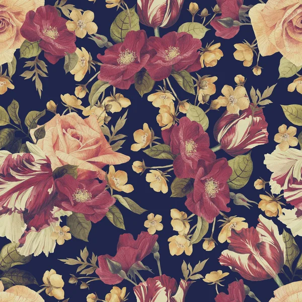 Blommönster med rosor — Stockfoto