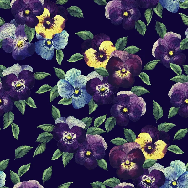 Modello acquerello con pansy — Foto Stock