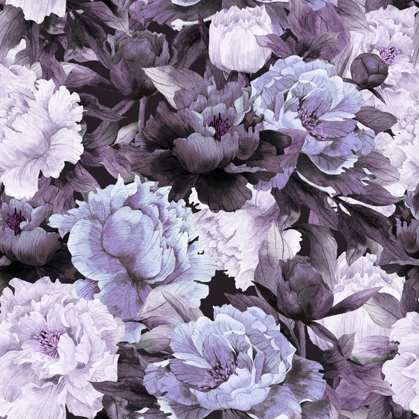 Seamless floral pattern with peonies — Stock Photo, Image