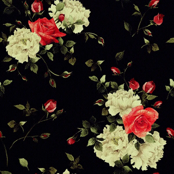 Акварель і візерунок троянд — стокове фото