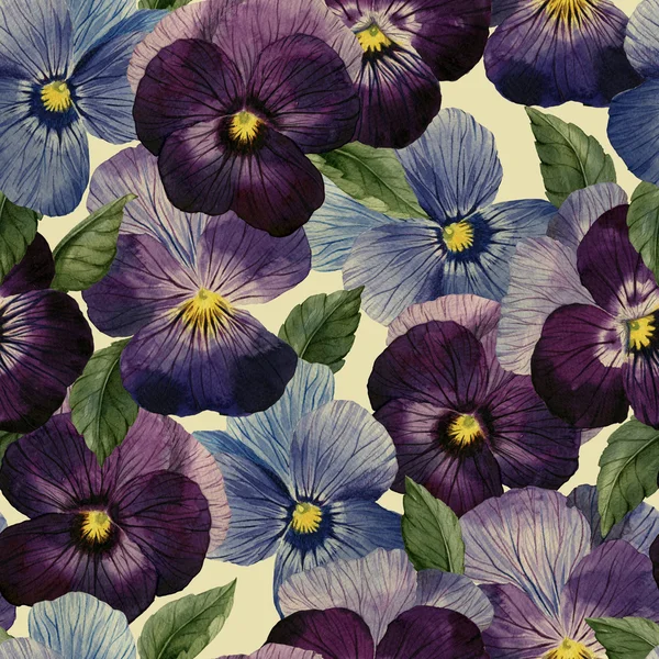 Padrão de pansy aquarela — Fotografia de Stock