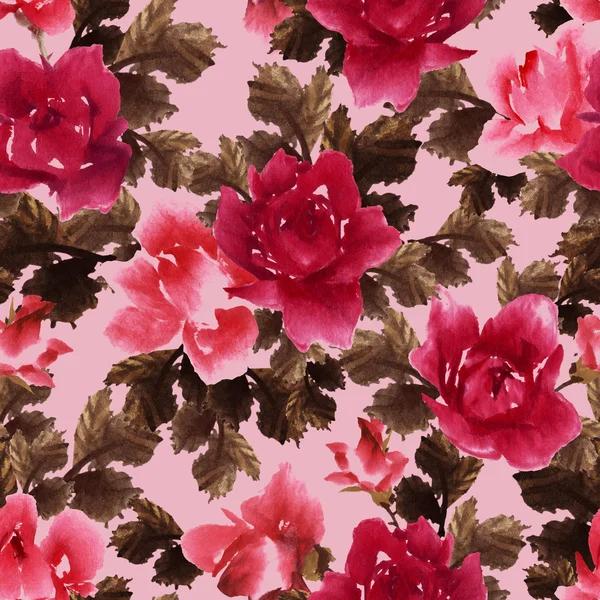Aquarel patroon met rozen — Stockfoto