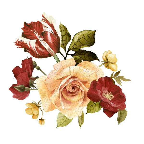 Bukiet róża i tulipany — Zdjęcie stockowe