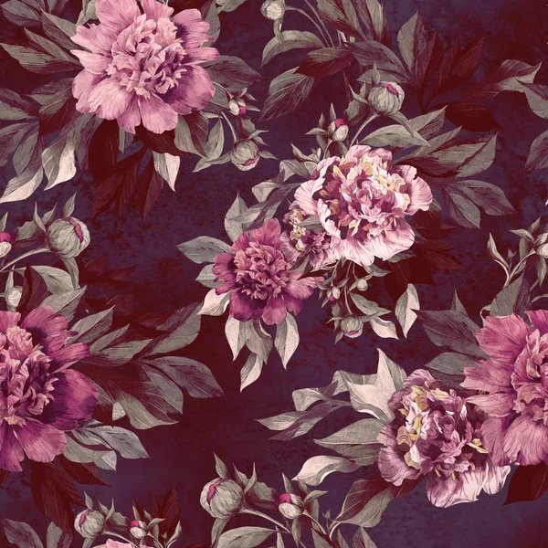 Seamless roses and peonies floral pattern — Stock Photo, Image