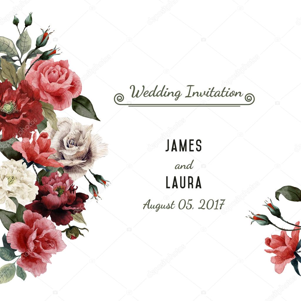 Watercolor Greeting card with roses