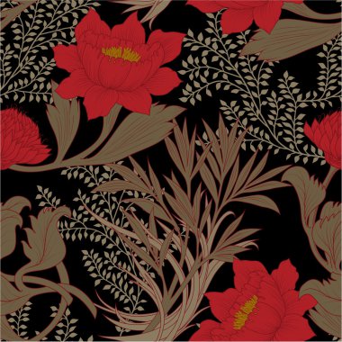 Krizantem ile çiçek desenli