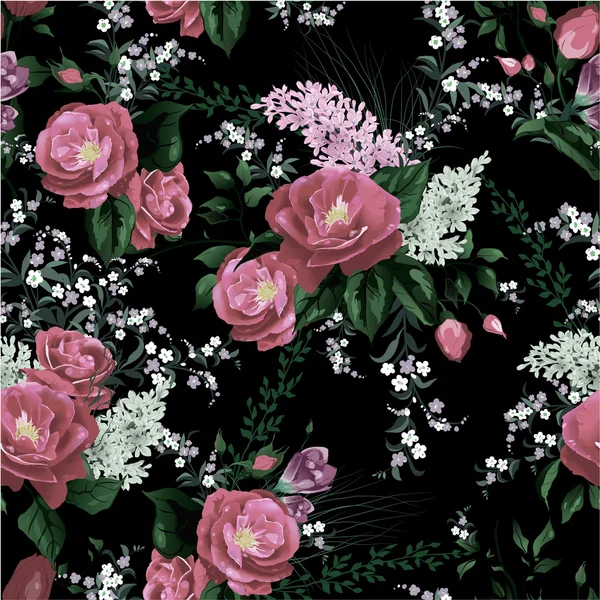 Motif floral avec roses — Image vectorielle