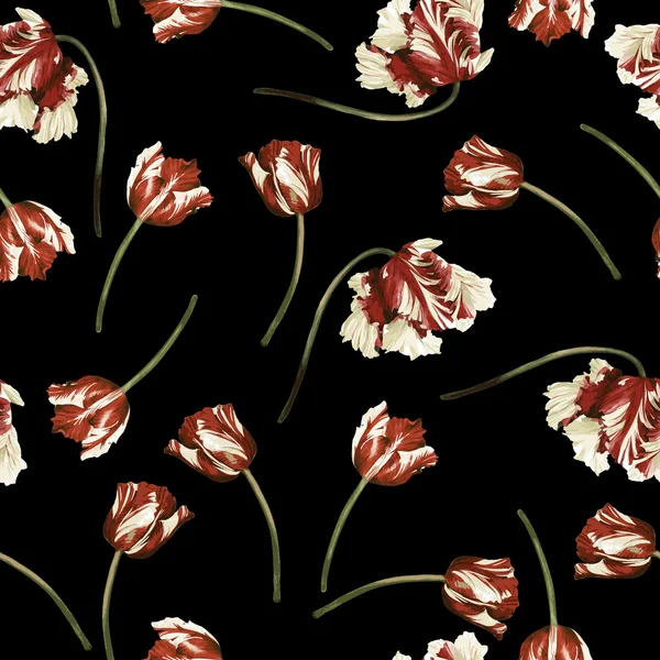 Floral patroon met tulpen — Stockvector