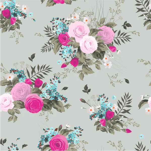 Motif floral avec roses — Image vectorielle