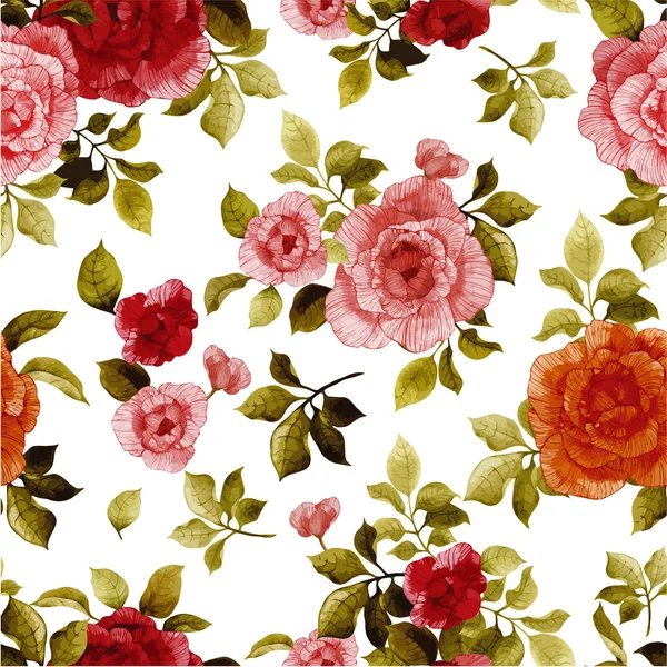 Patrón floral con rosas — Vector de stock