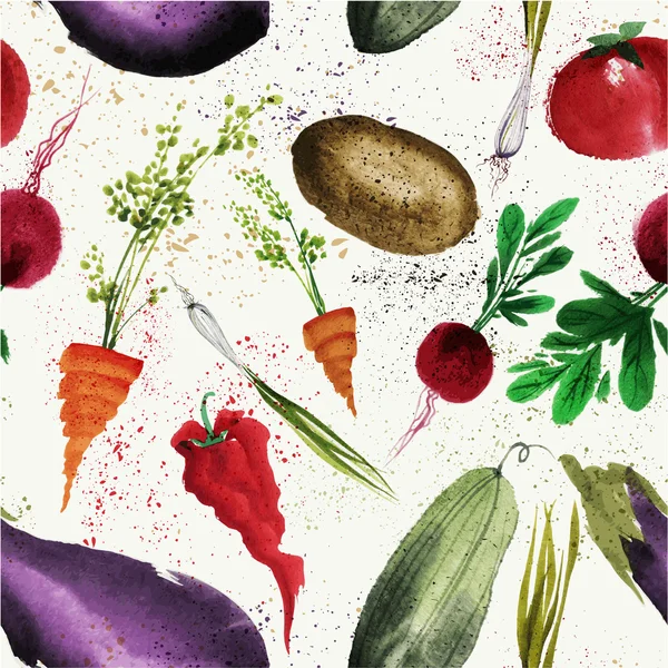 Modèle de légumes aquarelle alimentaire Vecteurs De Stock Libres De Droits