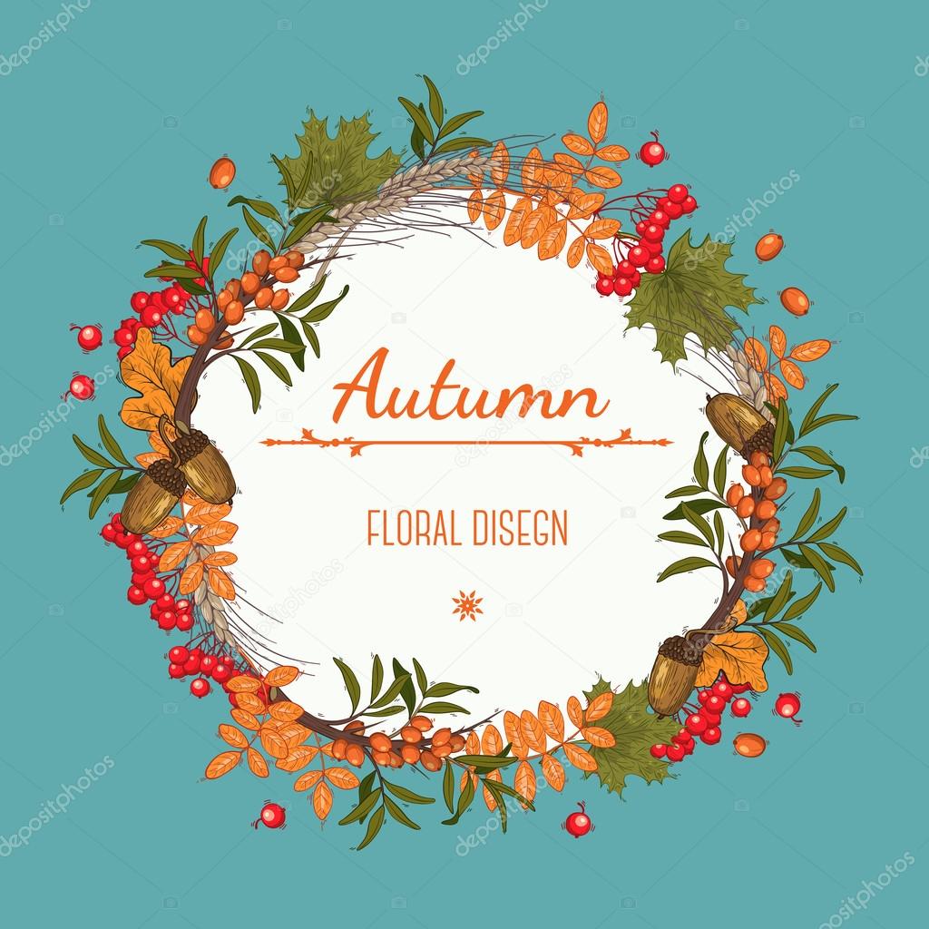 Autumn wreath of mountain ash