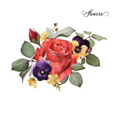 Bouquet of roses, watercolor, can be used as greeting card, invi