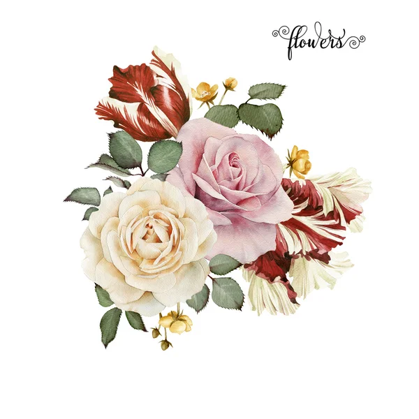 Bouquet di rose, acquerello, può essere utilizzato come biglietto di auguri, invi — Foto Stock