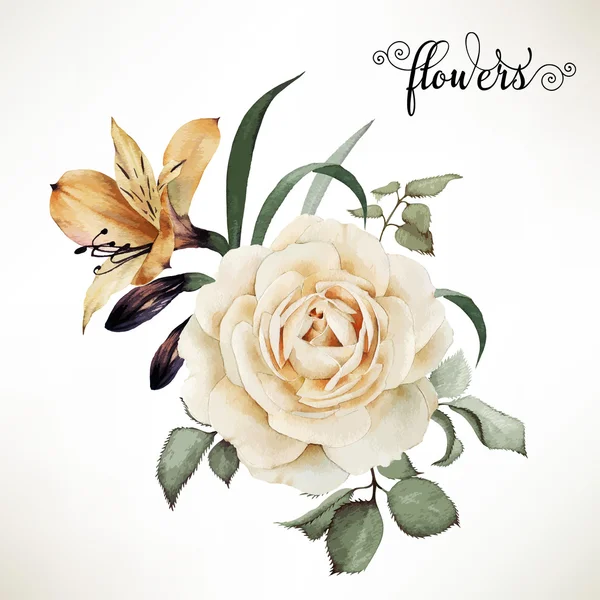 Bouquet of roses, watercolor, can be used as greeting card, invi