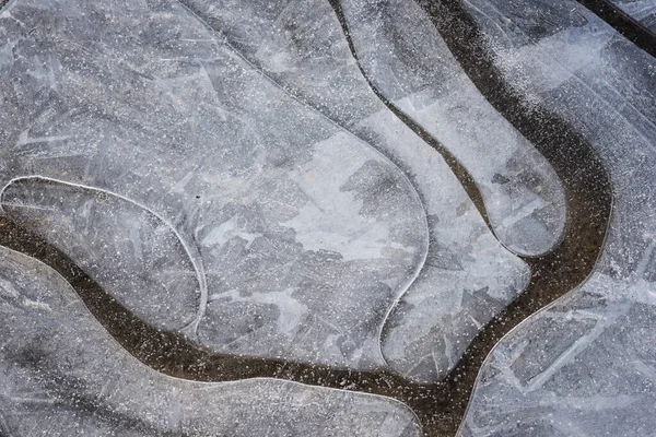 Inverno Natural Fundo Abstrato Água Congelada Com Padrões Bizarros Imagem — Fotografia de Stock