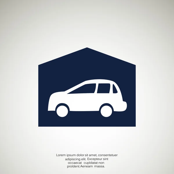 Garaje con coche icono simple — Vector de stock