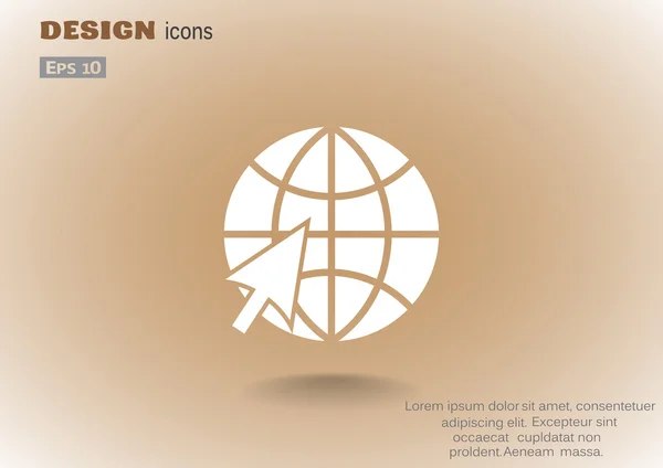 World symbol and arrow web icon — Stock Vector