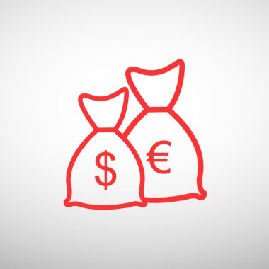 para birimi simgeleri ile para çanta