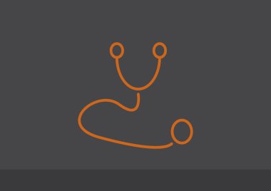 Stetoskop basit web simgesi, anahat vektör çizim