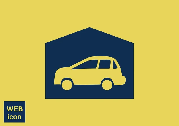 Garage avec voiture icône simple — Image vectorielle