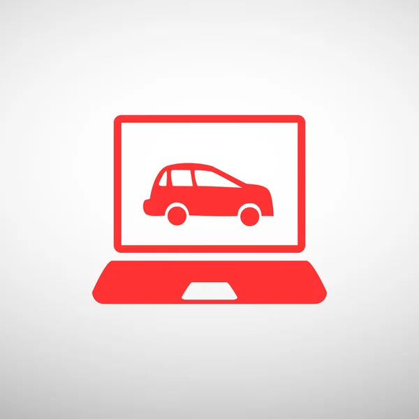 Ordenador portátil con coche en el icono de la pantalla — Archivo Imágenes Vectoriales
