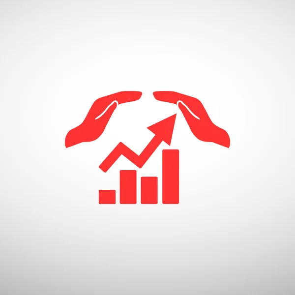 Grafico crescente con l'icona delle mani — Vettoriale Stock